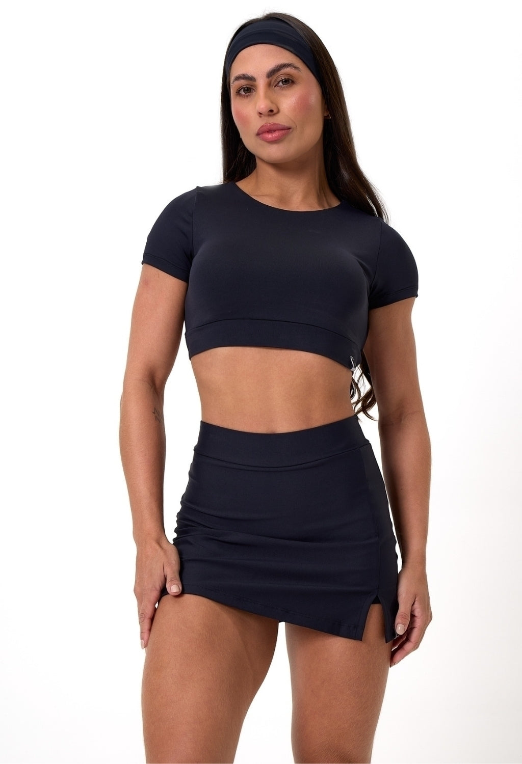 CONJ. SHORTS SAIA + CROPPED UPSIDE PRETO