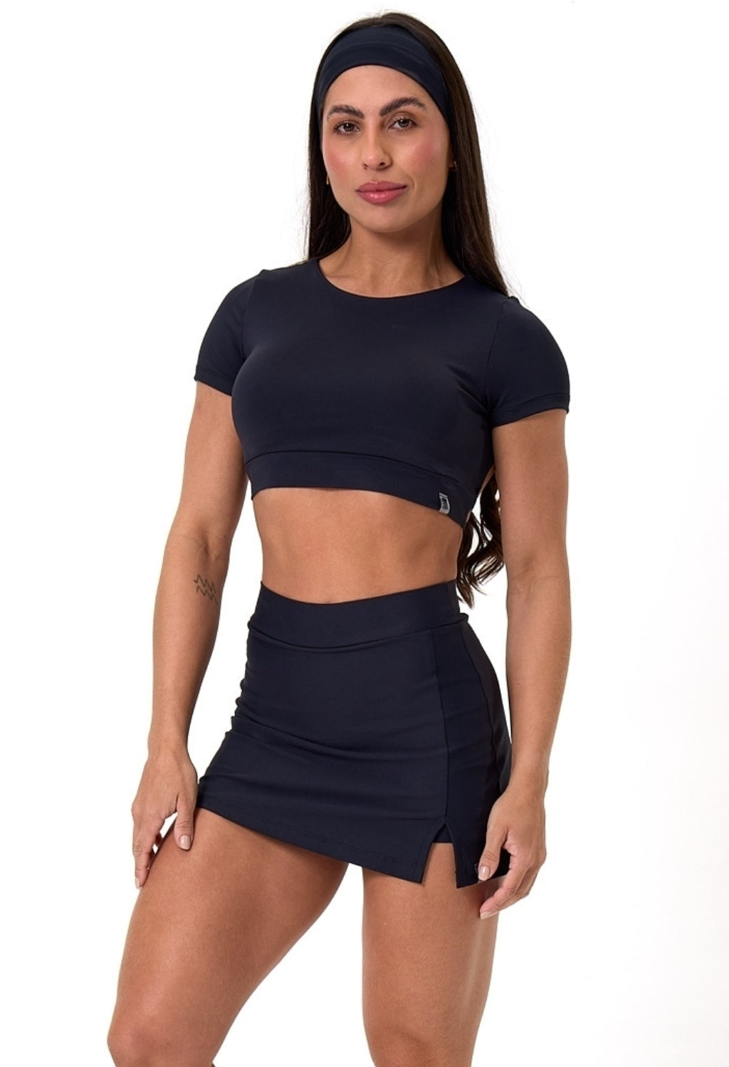 CONJ. SHORTS SAIA + CROPPED UPSIDE PRETO