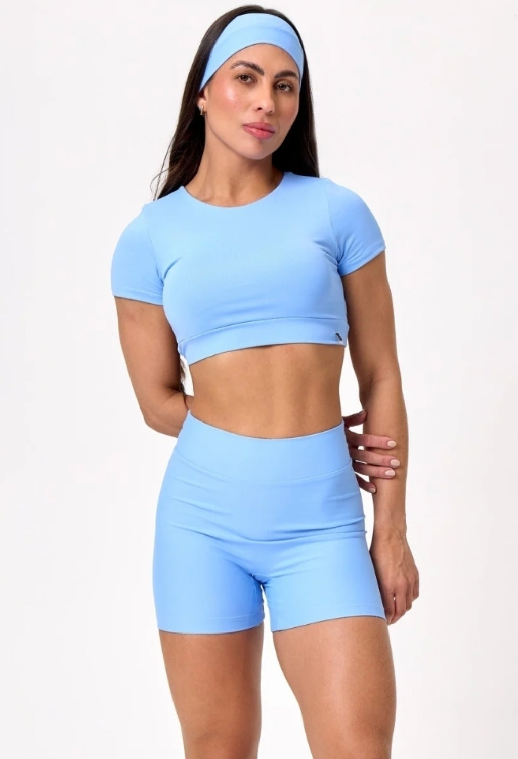 CONJ. SHORTS BASIC + CROPPED UPSIDE BABY BLUE