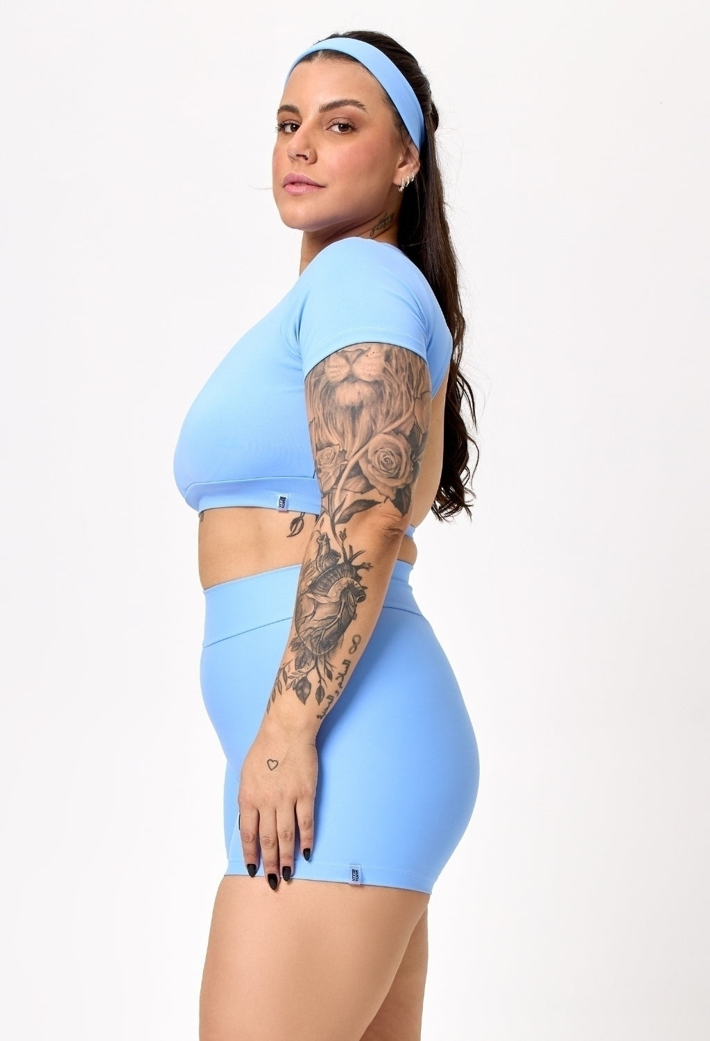 CONJ. SHORTS BASIC + CROPPED UPSIDE BABY BLUE