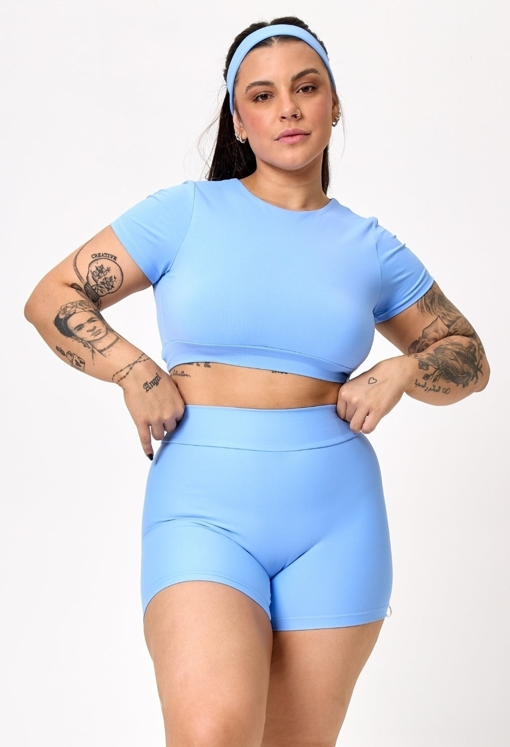 CONJ. SHORTS BASIC + CROPPED UPSIDE BABY BLUE