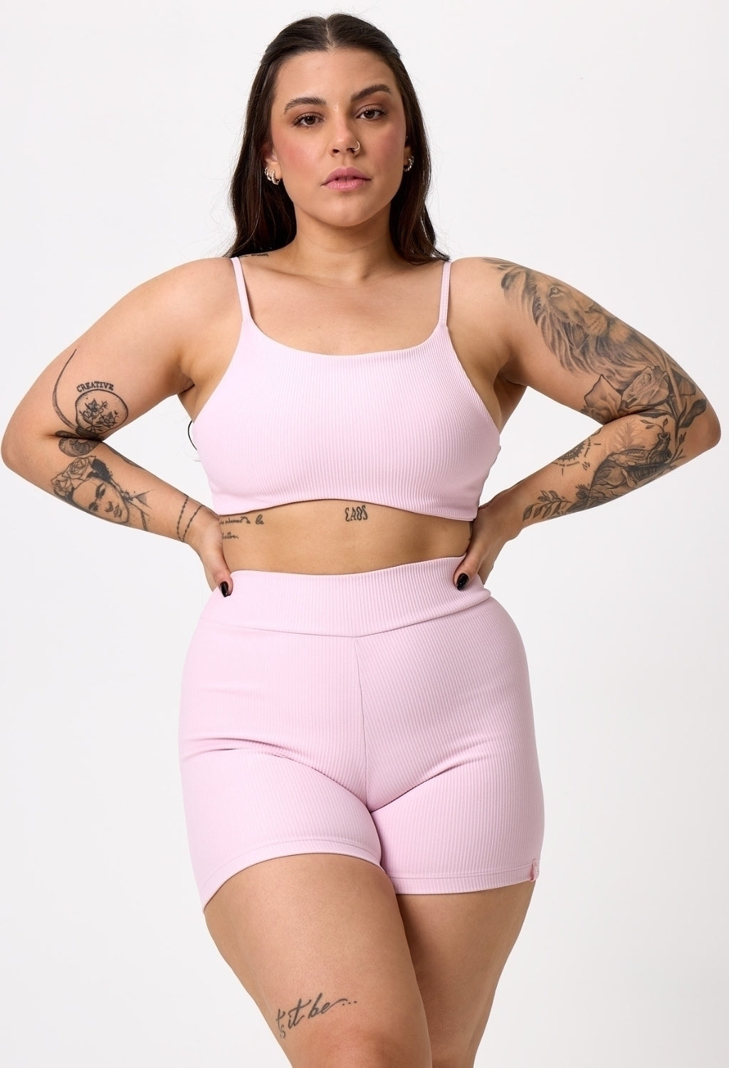 CONJ. SHORTS + TOP CANELADO BALLET