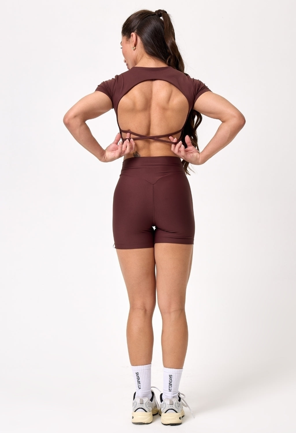 CONJ. SHORTS BASIC + CROPPED UPSIDE DARK BROWN