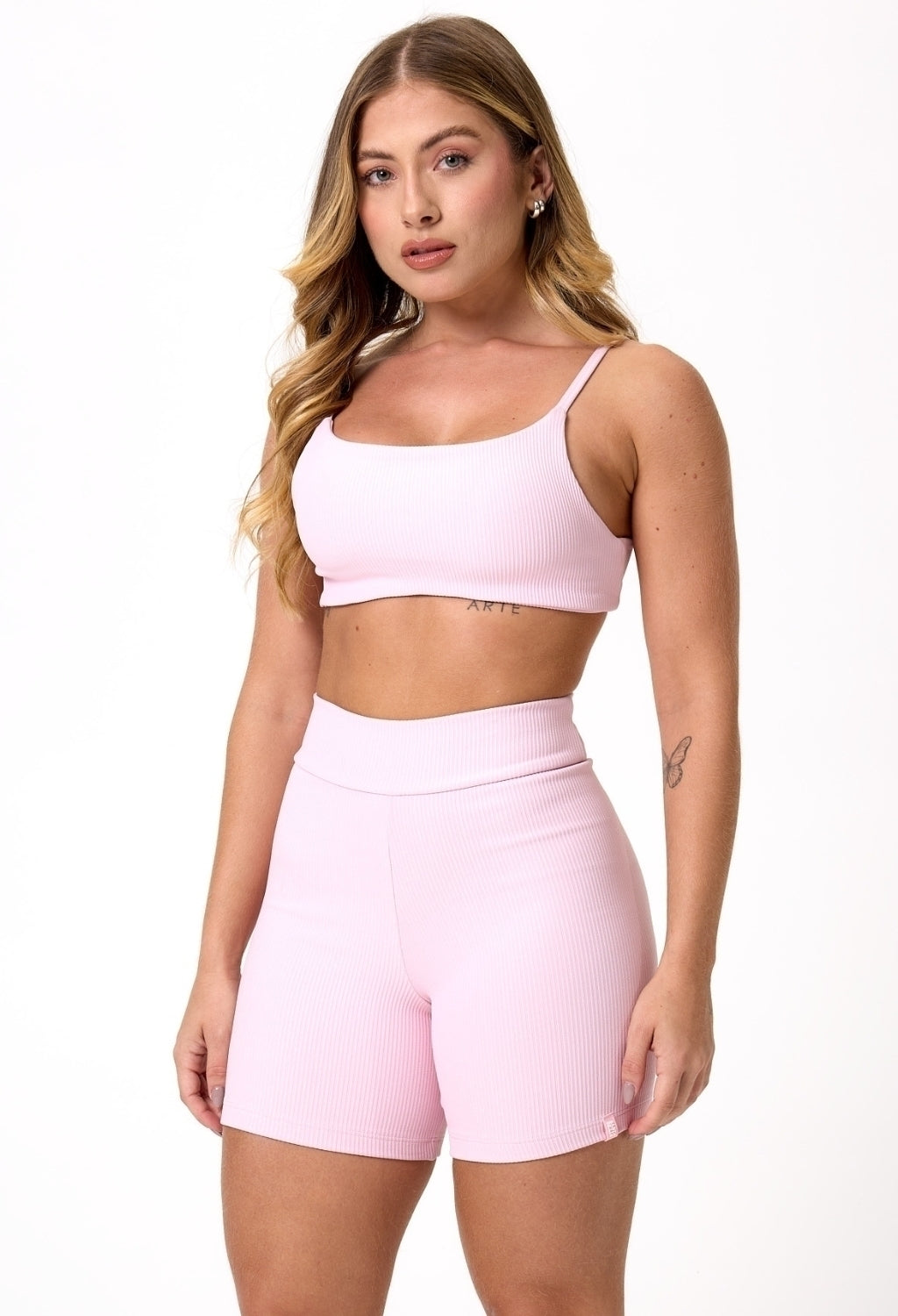 CONJ. SHORTS + TOP CANELADO BALLET