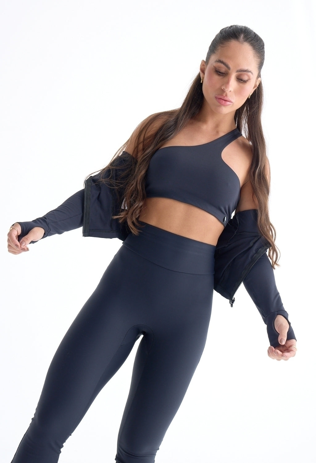 CONJ LEG FLARE+TOP PANDORA+JAQUETA PRETO