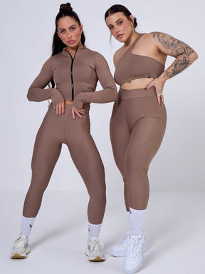 CONJUNTO LEGGING CROSS OVER + JAQUETA FUSION COFFEE