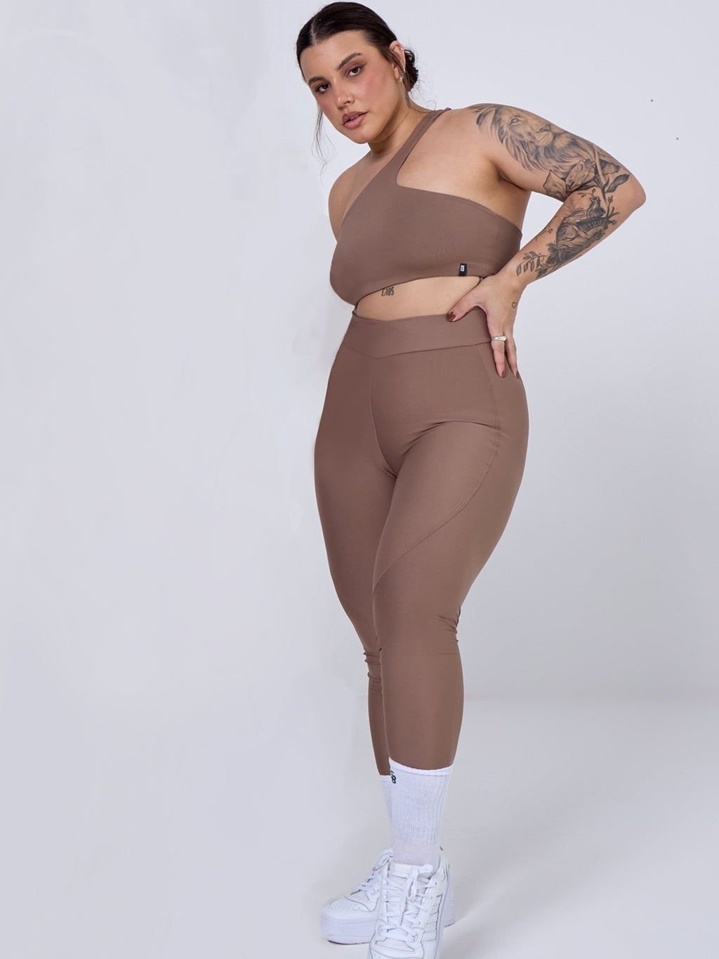 CONJUNTO LEGGING CROSS OVER + TOP PANDORA COFFEE