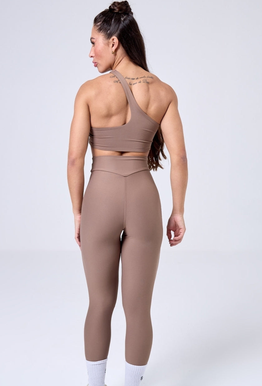 CONJUNTO LEGGING CROSS OVER + TOP PANDORA COFFEE