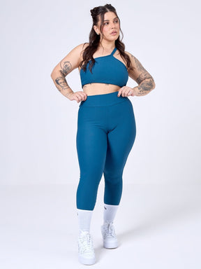 CONJUNTO LEGGING CANELADA + TOP URBAN CANELADO NAVY