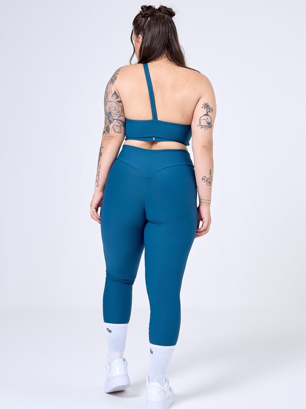 CONJUNTO LEGGING CANELADA + TOP URBAN CANELADO NAVY