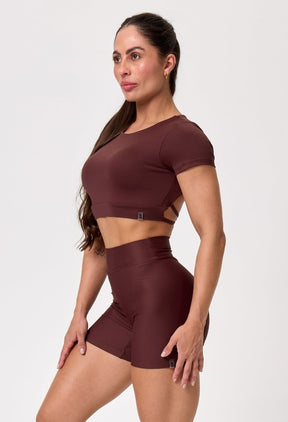 CONJ. SHORTS BASIC + CROPPED UPSIDE DARK BROWN