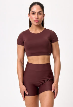 CONJ. SHORTS BASIC + CROPPED UPSIDE DARK BROWN
