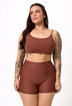 CONJ. SHORTS BASIC + TOP FURL CACAU