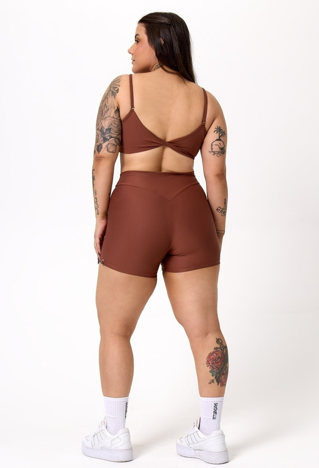CONJ. SHORTS BASIC + TOP FURL CACAU