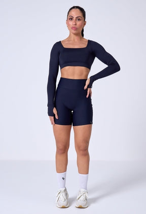 CONJUNTO SHORTS CYCLIST + CROPPED DEFINE LUXE PRETO
