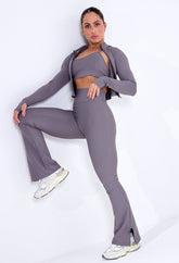 CONJUNTO LEG FLARE+TOP UNIC FRONT +JAQUETA FUSION DARK GREY