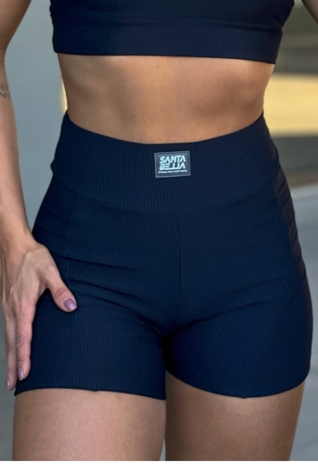 SHORTS CANELADO BLACK