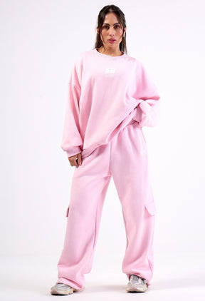 CALÇA CARGO MOLETOM SANTABELLA OVERSIZED COTTON CANDY