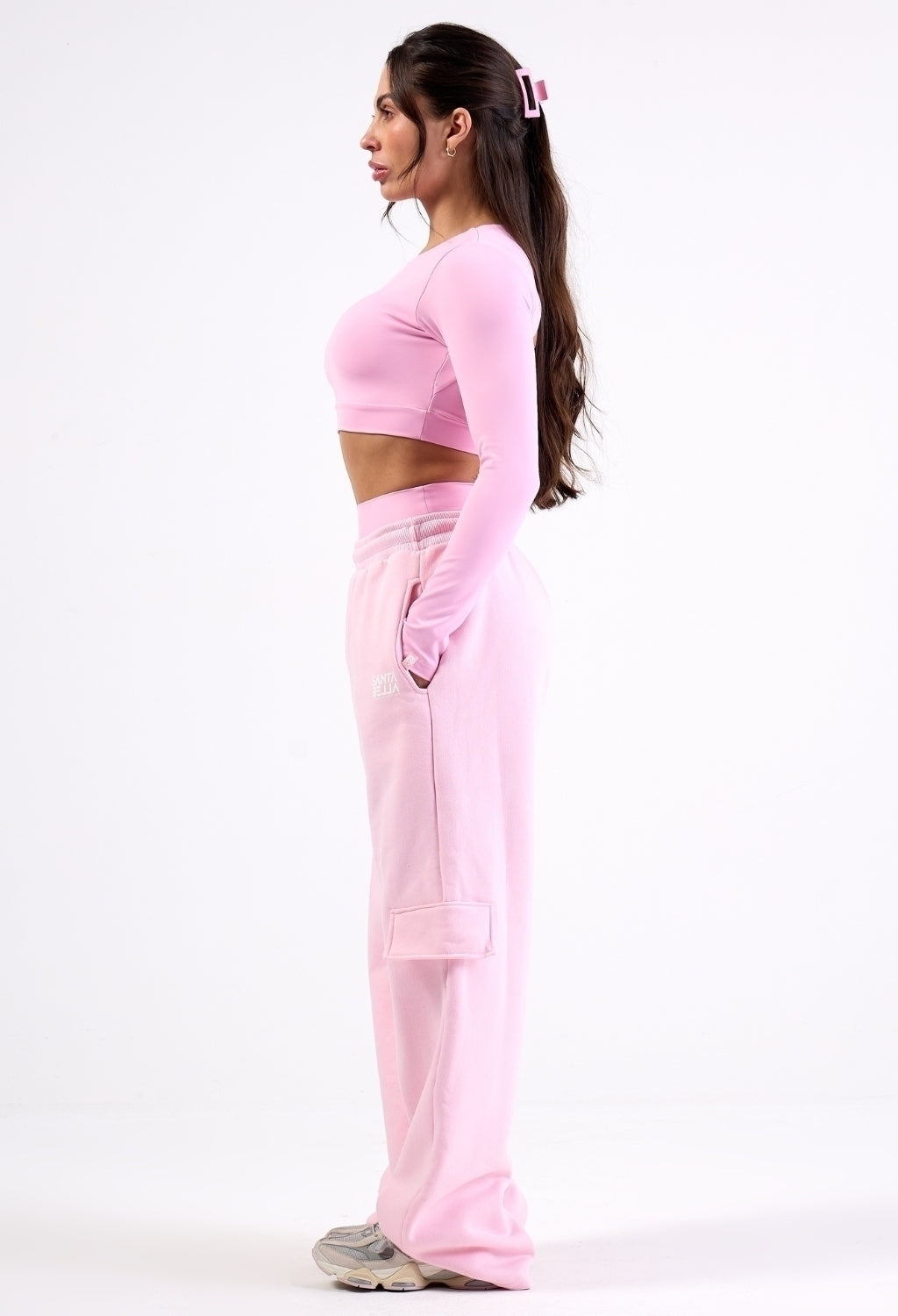 CALÇA CARGO MOLETOM SANTABELLA OVERSIZED COTTON CANDY