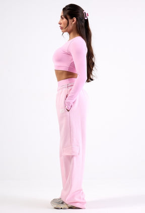 CALÇA CARGO MOLETOM SANTABELLA OVERSIZED COTTON CANDY