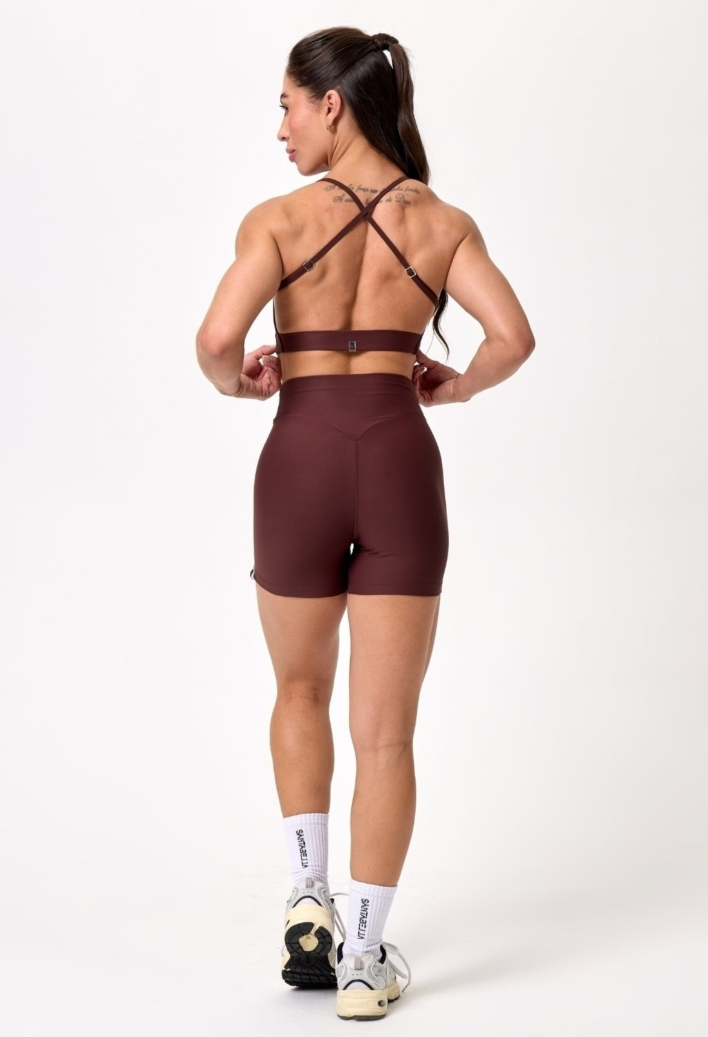 CONJ. SHORTS BASIC + TOP TWIST DARK BROWN