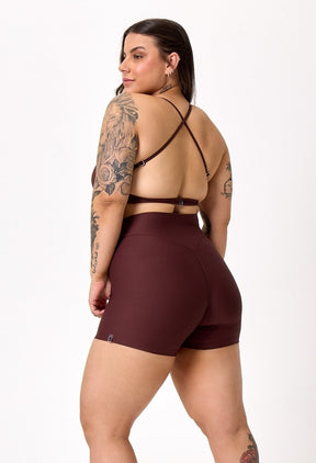 CONJ. SHORTS BASIC + TOP TWIST DARK BROWN