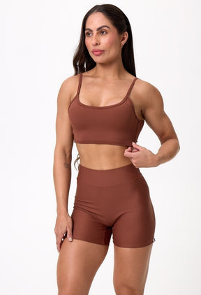 CONJ. SHORTS BASIC + TOP FURL CACAU
