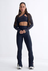 CONJ LEG FLARE+TOP PANDORA+JAQUETA PRETO