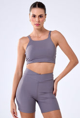 CONJUNTO SHORTS CROSS OVER + TOP STRAPPY SPORT DARK GREY