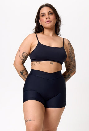 CONJ. SHORTS CROSS OVER + TOP CLASSIC PRETO
