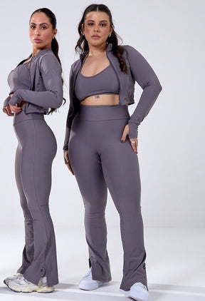 CONJUNTO LEG FLARE+TOP UNIC FRONT +JAQUETA FUSION DARK GREY