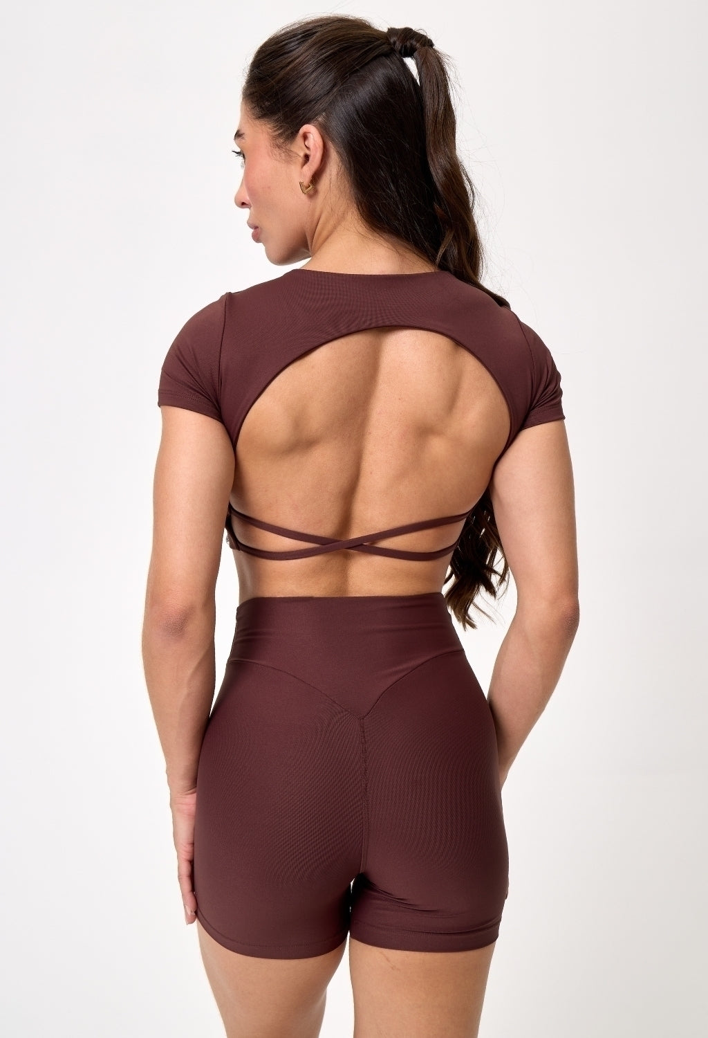CONJ. SHORTS BASIC + CROPPED UPSIDE DARK BROWN